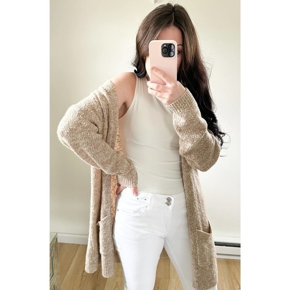 Torrid Tan Cream Marled Open Cardigan sz 2 Large Neutral Basic - Picture 2 of 11